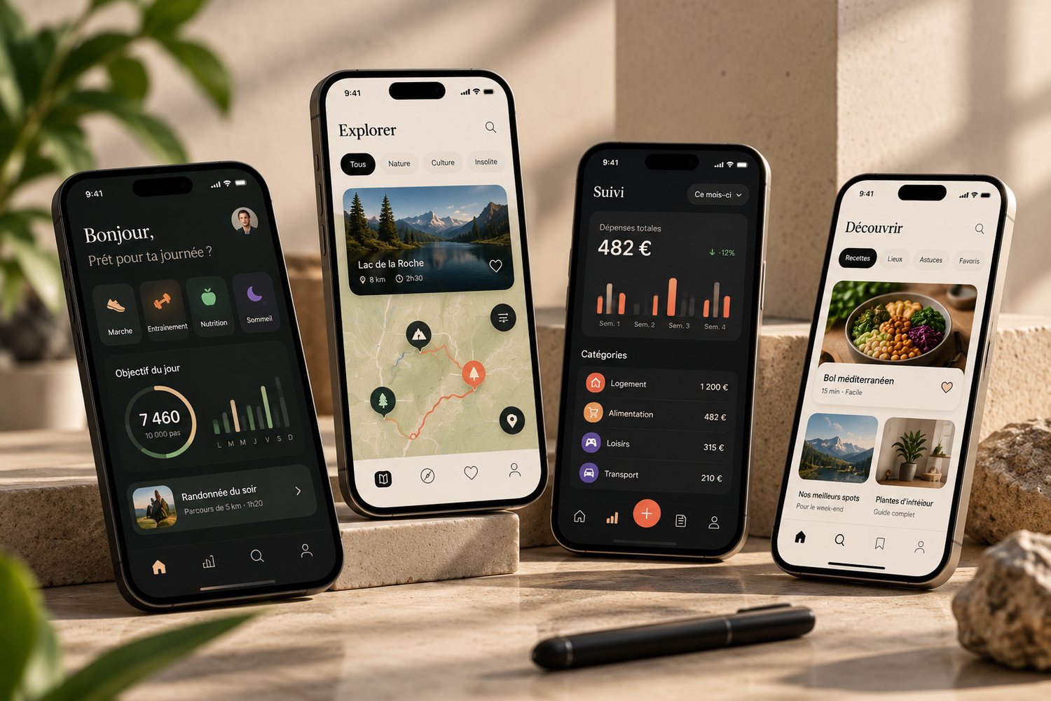 Maquettes d'applications mobiles