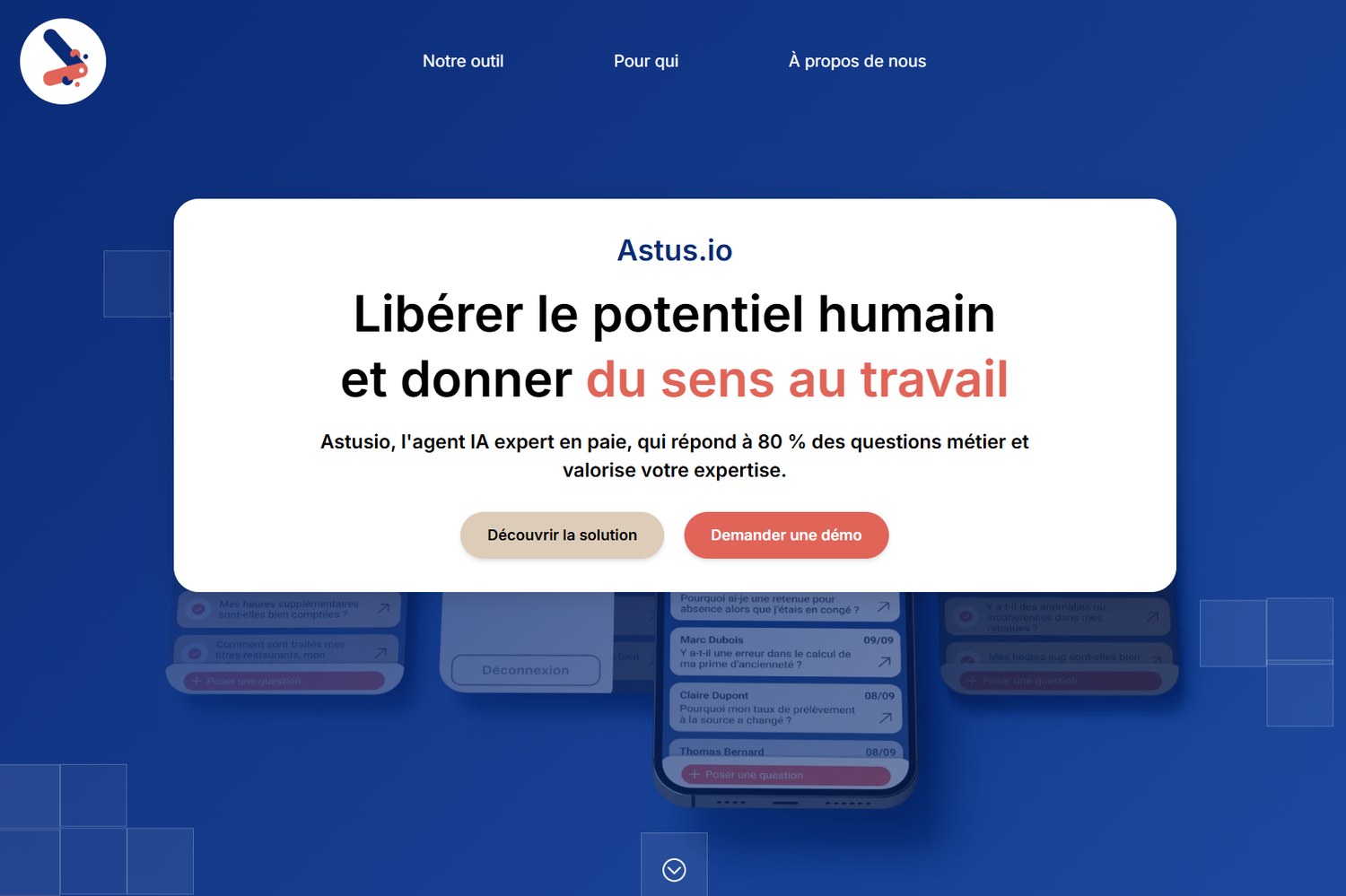 Page d'accueil du site astus.io, conçu et mis en ligne par Jacky Ghys