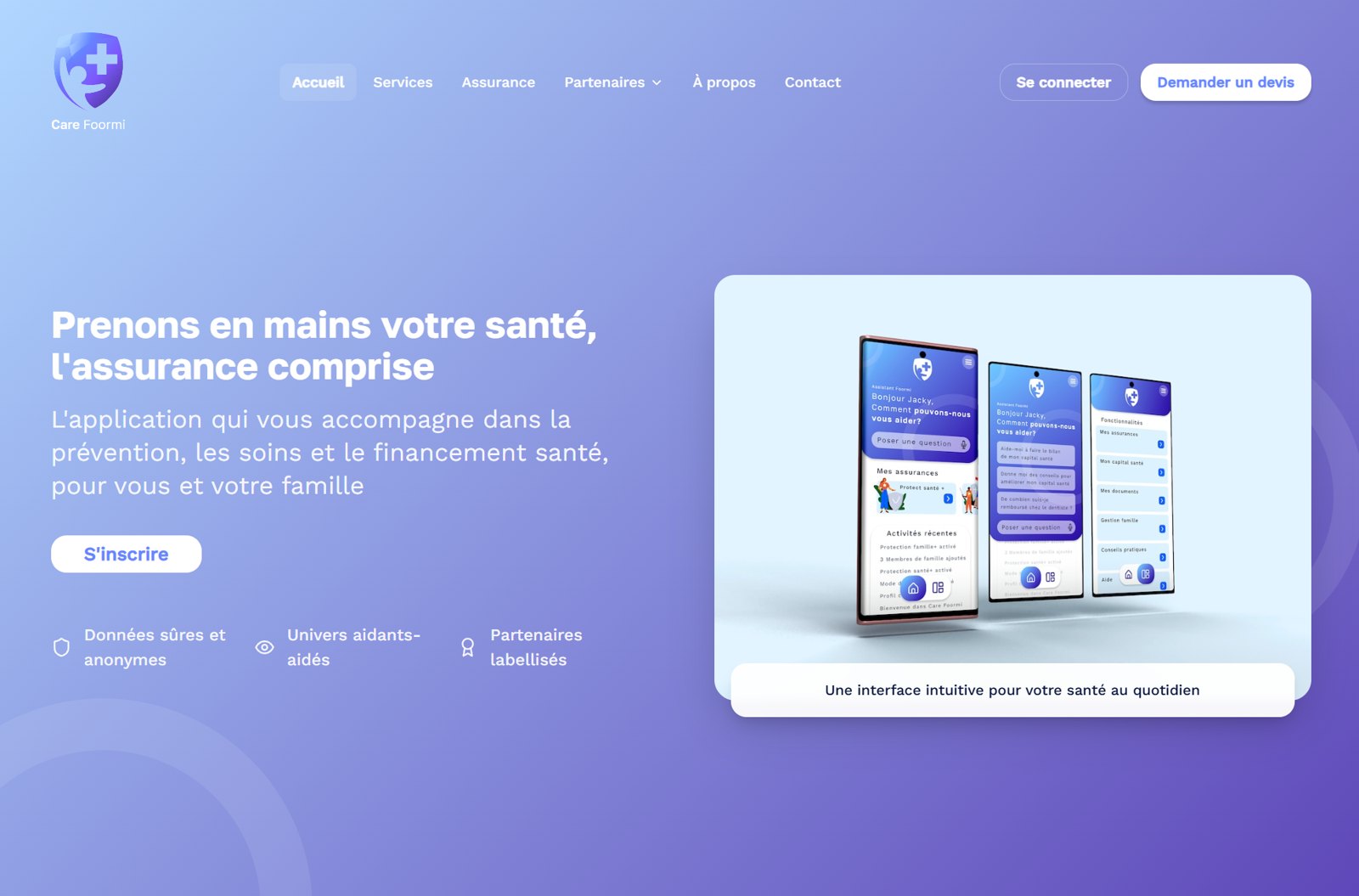 Page d'accueil du site care-foormi.com, conçu et mis en ligne par Jacky Ghys