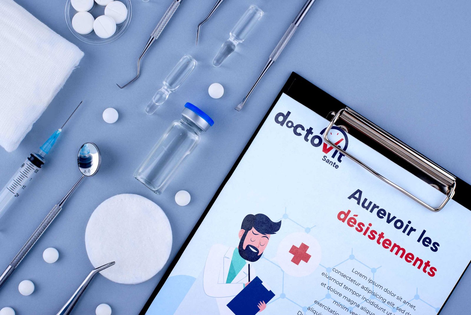 Flyer Doctovit Santé, au revoir les désistements