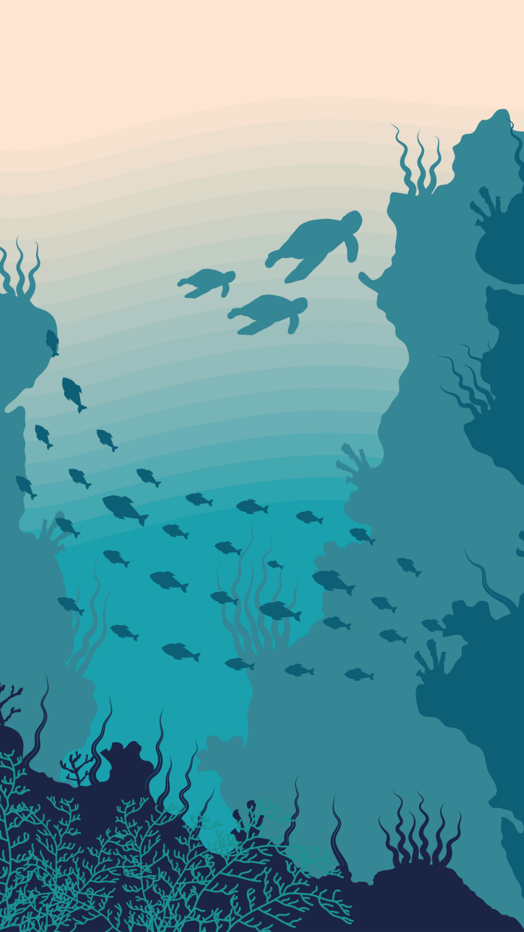 Biome aquatique — eau, glace, lumière cyan