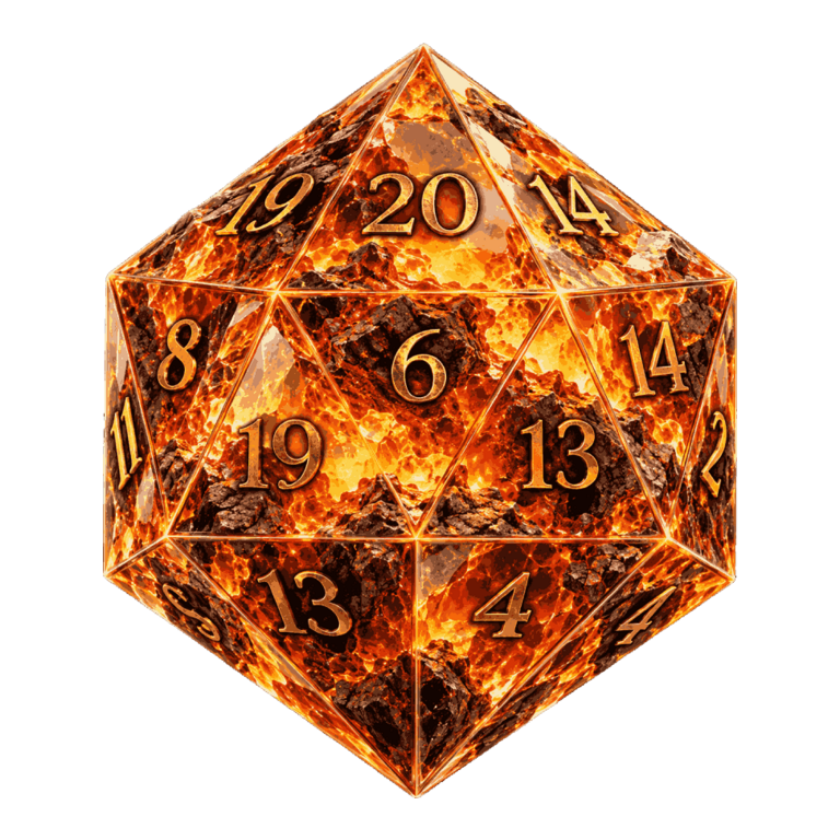 d20 crafté, opale de feu