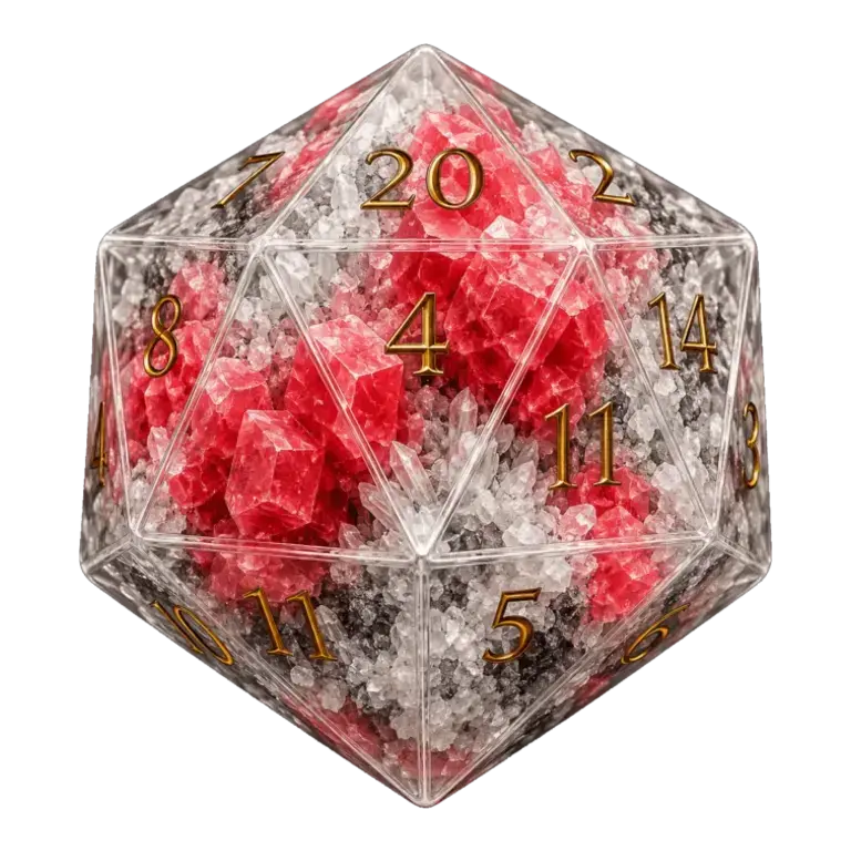 d20 crafté, rhodochrosite