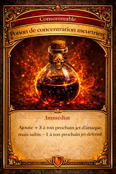 Carte Consommables du jeu