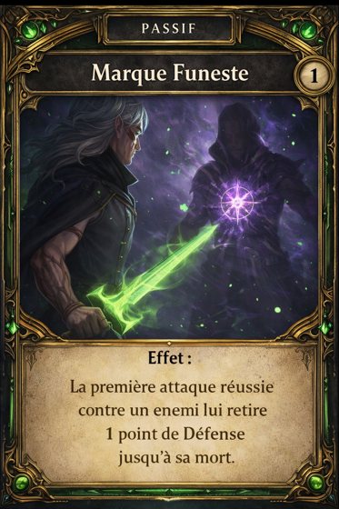 Carte Passif de la classe Hexablade