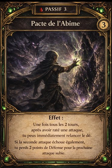 Carte Passif de la classe Hexablade