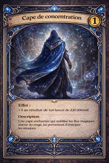 Carte Armure de la classe Mage