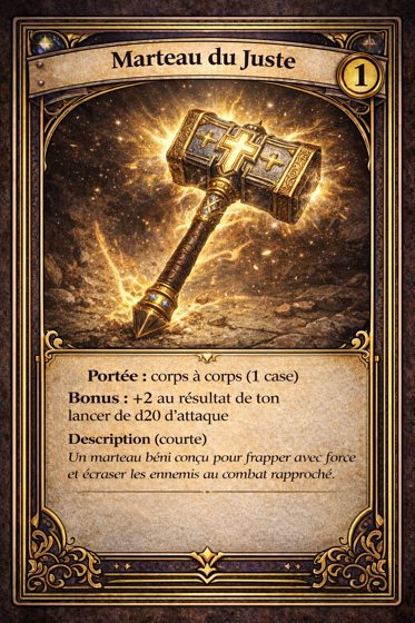 Carte Arme de la classe Paladin