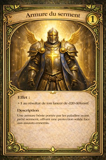 Carte Armure de la classe Paladin