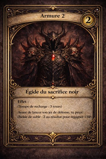 Carte Armure de la classe Reaper