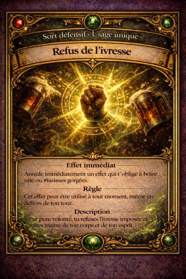 Carte Sorts défensifs du jeu
