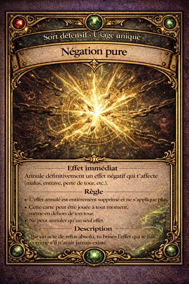 Carte Sorts défensifs du jeu