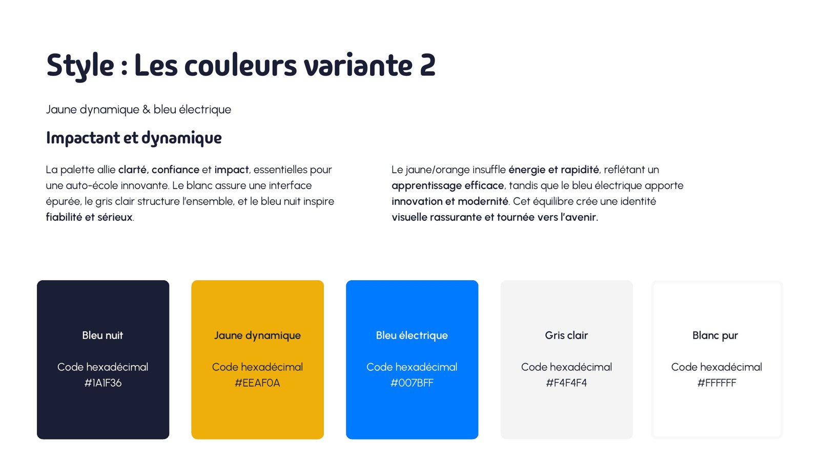 Palette Odygo, jaune dynamique et bleu électrique