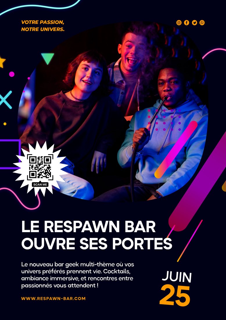 Affiche de lancement du Respawn bar
