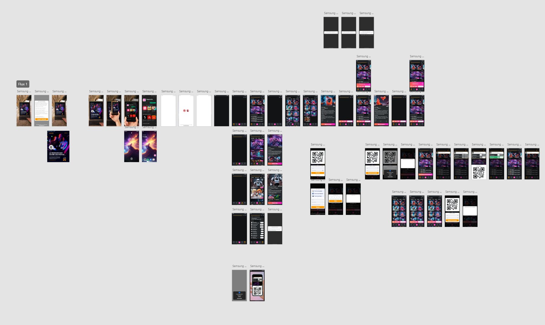 Vue d'ensemble de la maquette Adobe XD de l'app Respawn