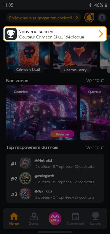 Succès débloqué dans l'app Respawn