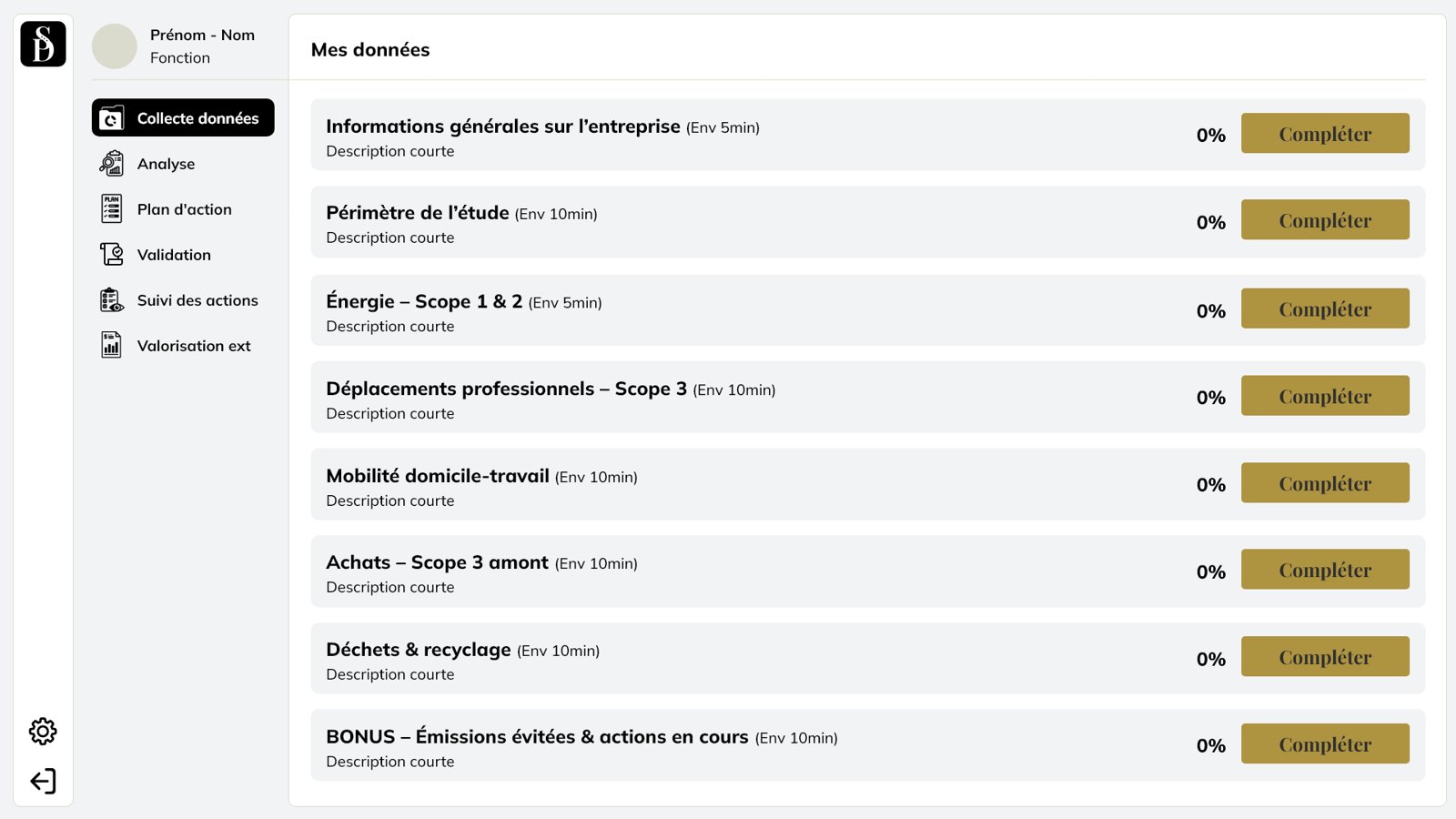 Collecte de données carbone sur la plateforme Stactif Digital