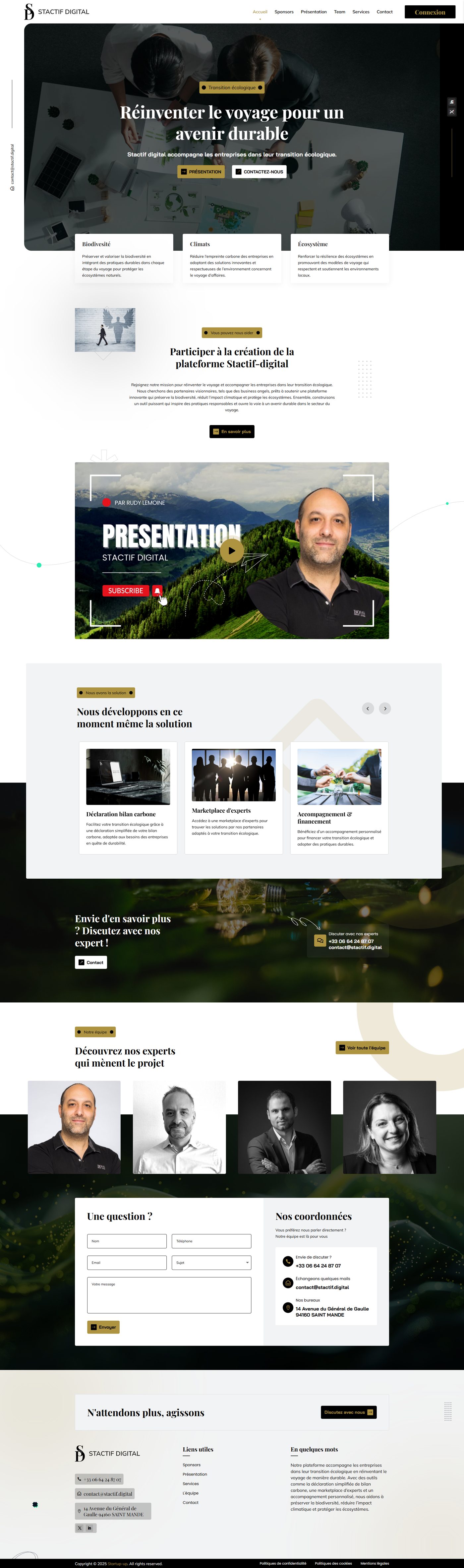 Page d'accueil du site Stactif Digital