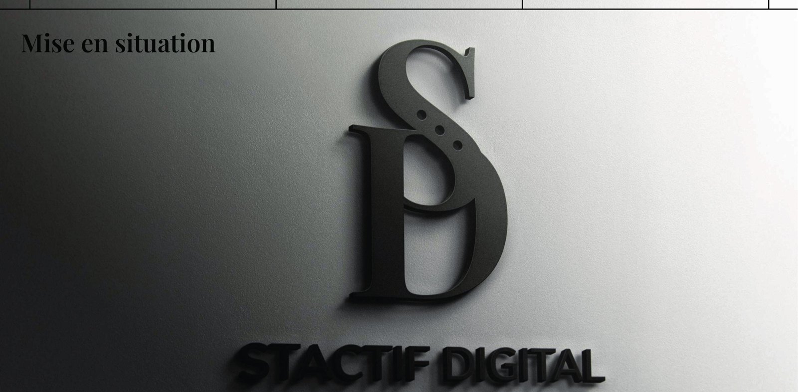 Logo Stactif Digital en relief sur un mur