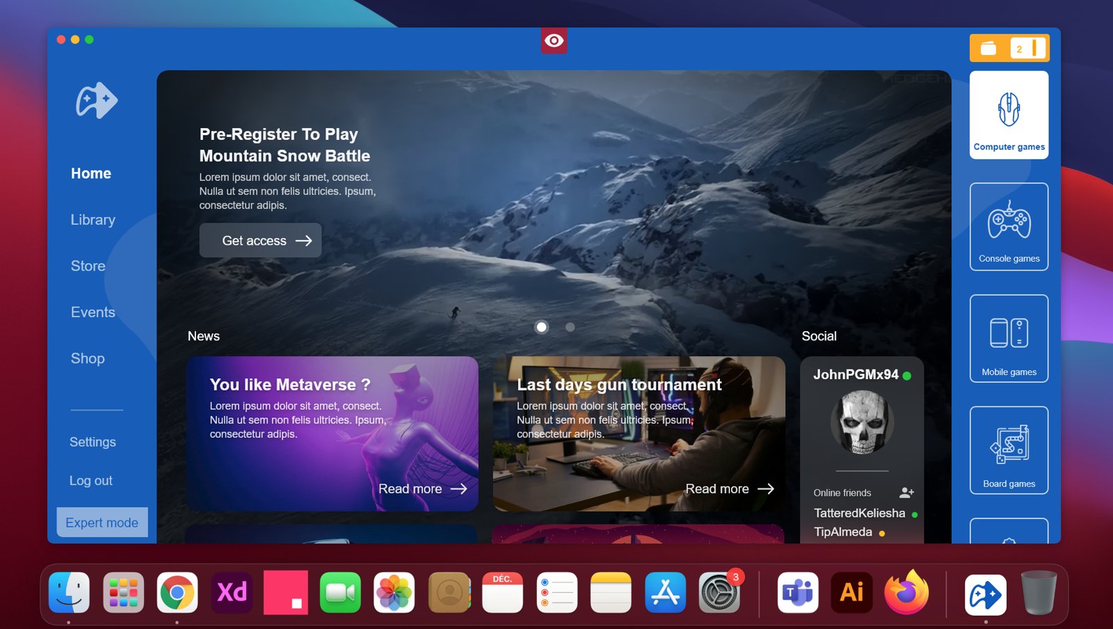 Launcher Swob : écran d'accueil avec jeux à la une