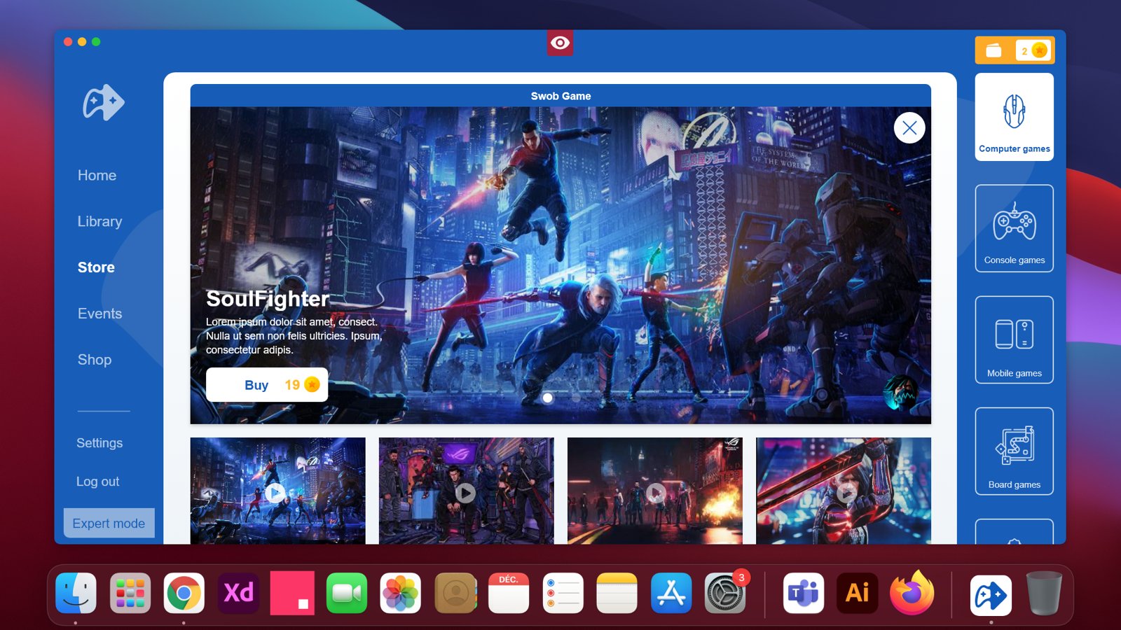Fiche jeu SoulFighter sur le launcher Swob