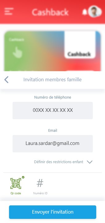 Invitation de membres à la carte famille