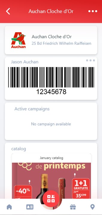 Carte de fidélité d'une enseigne dans l'app Walletz